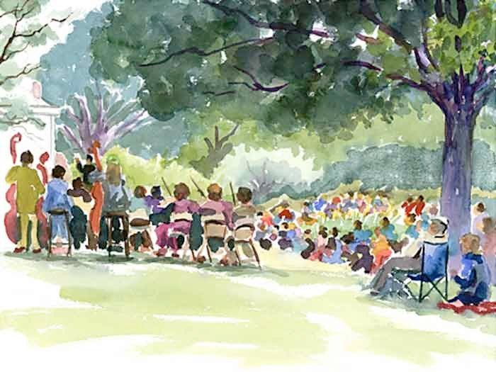 outdoor concert watercolor